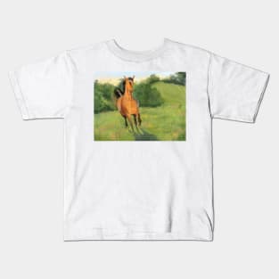 Horse Galloping in a Meadow Kids T-Shirt